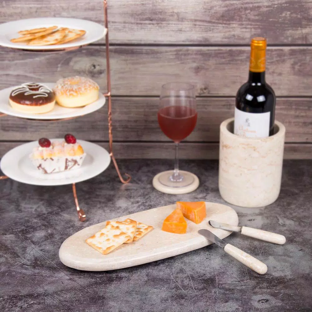 New π Creative Home 6 In. L X 14 In. W Natural Champagne Marble Oval Shaped Serving Tray Cheese Serving Board Pastry Board π 7 New π Creative Home 6 In. L X 14 In. W Natural Champagne Marble Oval Shaped Serving Tray Cheese Serving Board Pastry Board π - Image 5