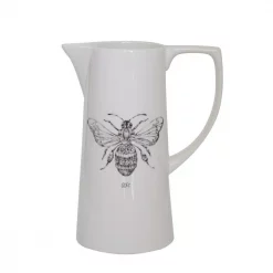 Buy 😉 3R Studios 64 Fl. Oz. White Ceramic Pitcher With Bee Image 🔥