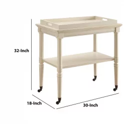 Best Pirce 🎁 Benjara 30 In. D X 18 In. W X 32 In. H Antique White Wooden Serving Tray Table 🤩 -Serveware Store Online unnamed file 679