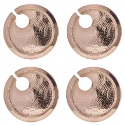 Outlet 🌟 Old Dutch .75 In. X 9.75 In. X 9.75 In. 🔨 Hammered Copper Buffet Plates With Wine Glass Holder (Set Of 4) 😍