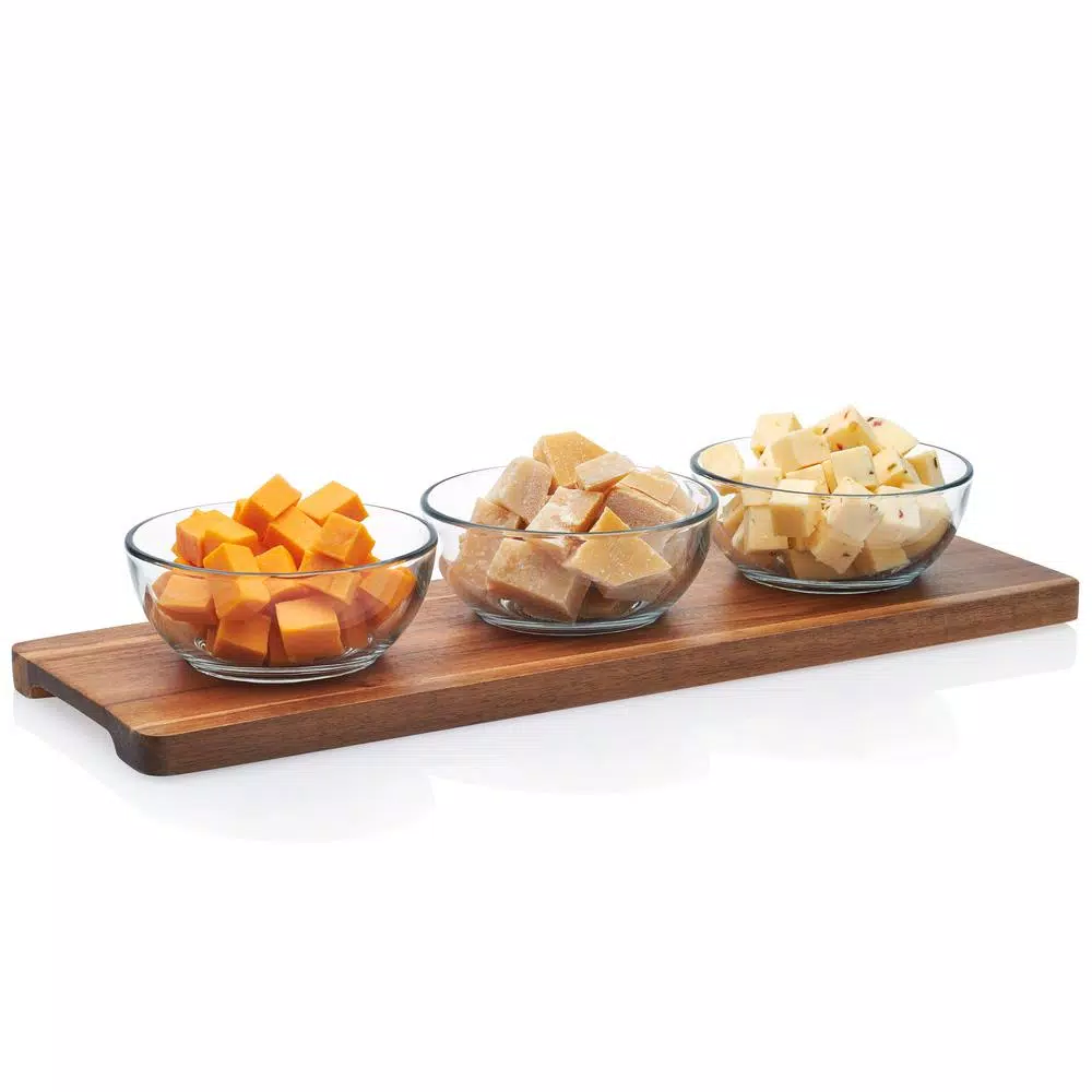 Best Sale 🎁 Libbey Acaciawood 3-Piece Glass Condiment Dish Set With Wood Serving Board 😍 4 Best Sale 🎁 Libbey Acaciawood 3-Piece Glass Condiment Dish Set With Wood Serving Board 😍 - Image 2