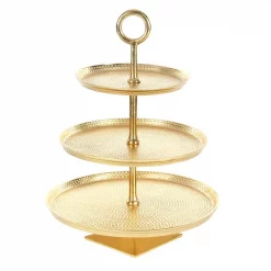 Flash Sale 🧨 LITTON LANE 3-Tier Modern Aluminum Cake Stand In Gold ⭐