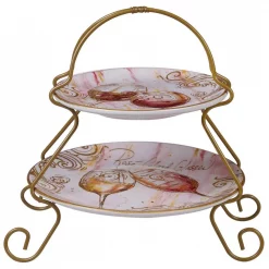 Brand new ⌛ Certified International Wine All The Time Multi-Colored 7 In. And 9 In. 2-Tier Server ⭐