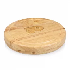 New ❤️ Picnic Time Philadelphia Flyers 10.20 In. Natural Wood Cheese Board And Tool Set ⌛