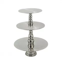 Best reviews of 👍 LITTON LANE 23 In. Polished Silver Aluminum 3-Tiered Round Cake Stand 💯