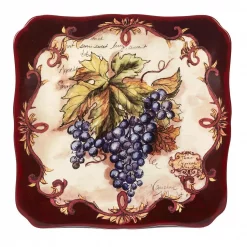 New 🎁 Certified International Vintners Journal Multi-Colored 12.5 In. Ceramic Square Platter 🌟