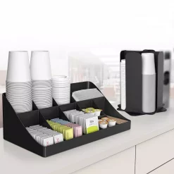 Cheap 🤩 Mind Reader Cup & Lid Organizer & Coffee Condiment Organizer, 15 Compartment, Black 😀 -Serveware Store Online unnamed file 900
