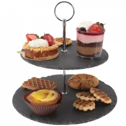 Best reviews of 🌟 Creative Home 2-Tier Black Natural Slate Cake Stand Dessert Serving Plate Party Food Server ❤️ -Serveware Store Online unnamed file 918