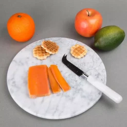 Best Pirce 🤩 Creative Home 12 In. Off-White Natural Marble Round Board Cheese Serving Plate, Dessert Cake Service Board ❤️ -Serveware Store Online unnamed file 936