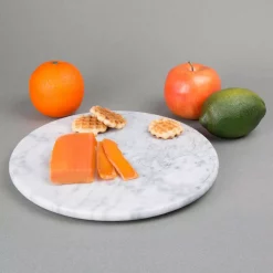 Best Pirce 🤩 Creative Home 12 In. Off-White Natural Marble Round Board Cheese Serving Plate, Dessert Cake Service Board ❤️ -Serveware Store Online unnamed file 937