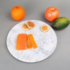 Best Pirce 🤩 Creative Home 12 In. Off-White Natural Marble Round Board Cheese Serving Plate, Dessert Cake Service Board ❤️ -Serveware Store Online unnamed file 938