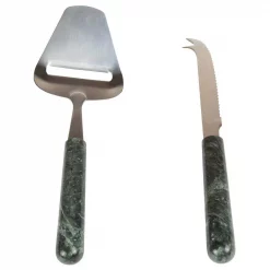 Promo 🌟 Creative Home Stainless Steel Cheese Cutter Slicer And Cheese Knife With Natural Green Marble Handle (Set Of 2) ✔️