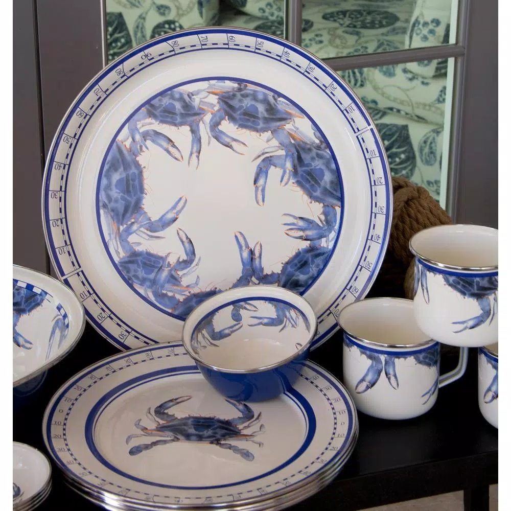 Hot Sale 💯 Golden Rabbit Blue Crab 4 Qt. Enamelware Round Serving Bowl ⌛ 4 Hot Sale 💯 Golden Rabbit Blue Crab 4 Qt. Enamelware Round Serving Bowl ⌛ - Image 2