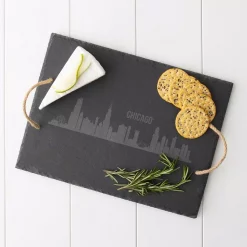 Coupon 🔥 Cathy's Concepts Cathy’s Concepts Chicago Skyline Black Slate Serving Tray ⌛