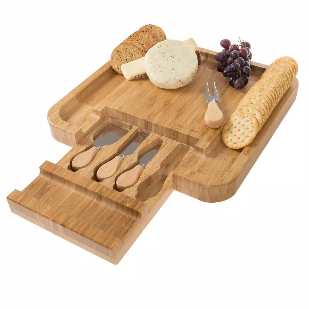 Budget 🛒 Classic Cuisine 4-Piece Bamboo Cheese Serving Tray Set With Stainless Steel Cutlery 👏 4 Budget 🛒 Classic Cuisine 4-Piece Bamboo Cheese Serving Tray Set With Stainless Steel Cutlery 👏 - Image 2
