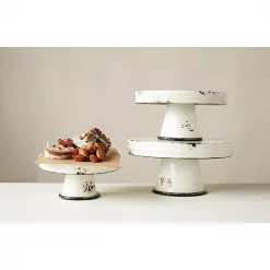 Promo ❤️ 3R Studios Distressed White Metal Cake Stand 🤩 -Serveware Store Online unnamed file 1055