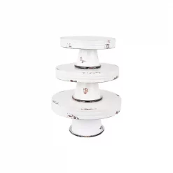 Promo ❤️ 3R Studios Distressed White Metal Cake Stand 🤩 -Serveware Store Online unnamed file 1056