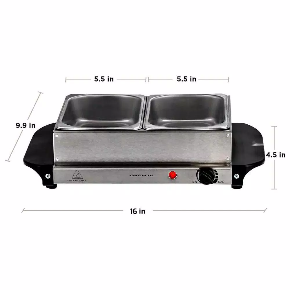 Flash Sale ๐ Ovente 2.1 Qt. Silver Chafing Dishes, Electric Buffet Server Tray With 2 X 1L Stainless Steel Warming Pans And Lids ๐งจ 7 Flash Sale ๐ Ovente 2.1 Qt. Silver Chafing Dishes, Electric Buffet Server Tray With 2 X 1L Stainless Steel Warming Pans And Lids ๐งจ - Image 5