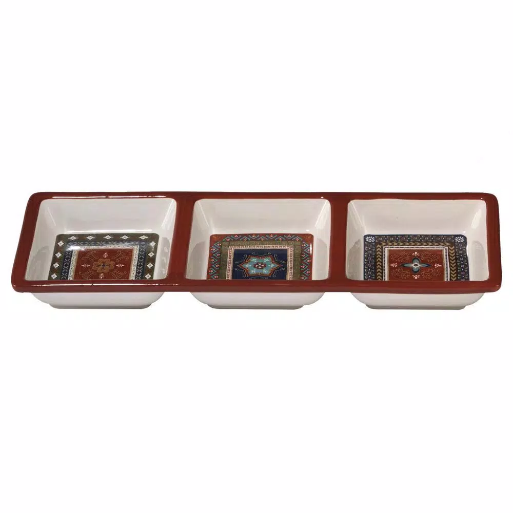 Brand new ๐ฅฐ Certified International Monterrey 13.5 In. X 5 In. Multi-Colored 3-Section Relish Tray ๐ 3 Brand new ๐ฅฐ Certified International Monterrey 13.5 In. X 5 In. Multi-Colored 3-Section Relish Tray ๐