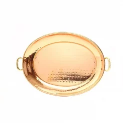 Budget 💯 Old Dutch 13.25 In. X 8.75 In. Oval Decor Copper Tray With Cast Brass Handles 🥰