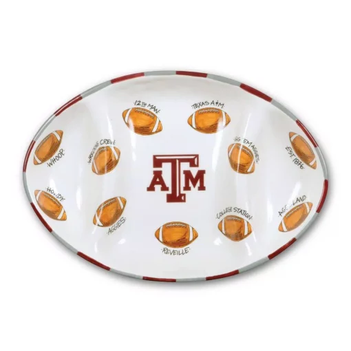Brand new 👍 Magnolia Lane Texas A&M Ceramic Football Tailgating Platter 🌟 -Serveware Store Online unnamed file 1209