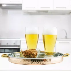 Promo 🔥 Old Dutch 12 In. 2 PLY Solid Copper / Stainless Steel 🔨 Hammered Round Tray With Brass Handles 🎁 -Serveware Store Online unnamed file 1219