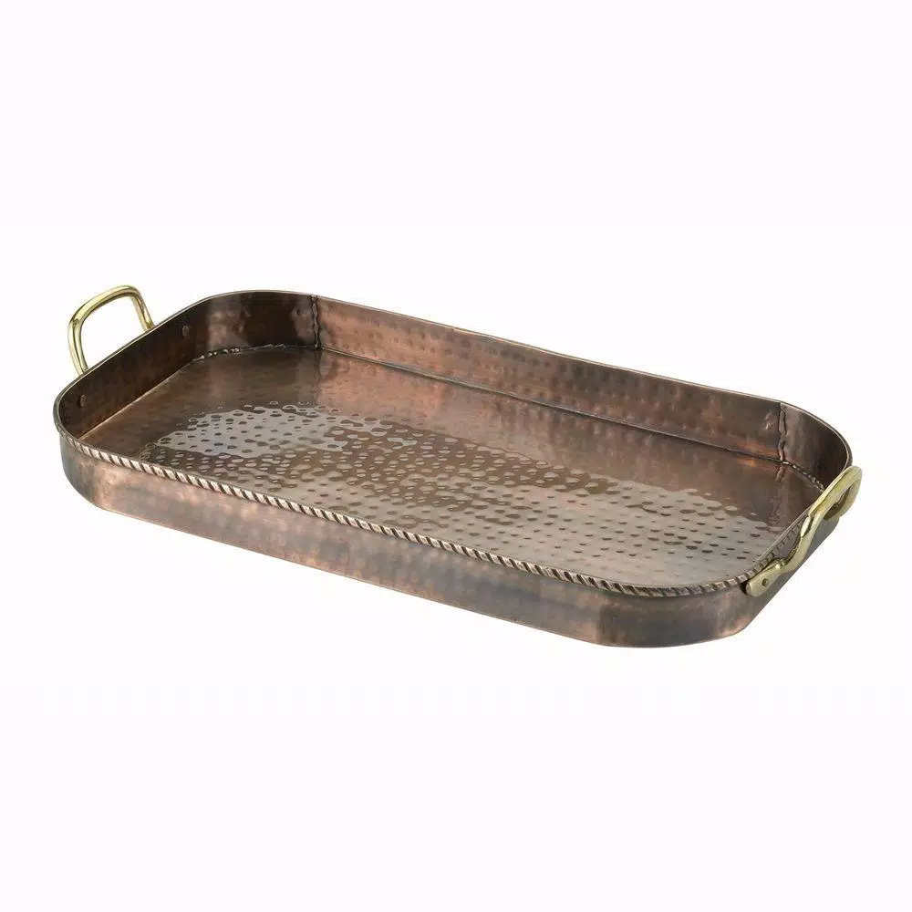 Discount π Old Dutch 18 In. X 10.5 In. X 1.75 In. Oblong Antique Copper Tray With Cast Brass Handles π 3 Discount π Old Dutch 18 In. X 10.5 In. X 1.75 In. Oblong Antique Copper Tray With Cast Brass Handles π