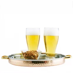 Promo 🔥 Old Dutch 12 In. 2 PLY Solid Copper / Stainless Steel 🔨 Hammered Round Tray With Brass Handles 🎁 -Serveware Store Online unnamed file 1220