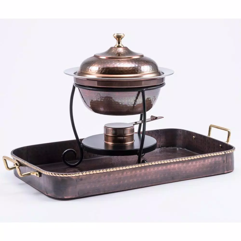 Discount π Old Dutch 18 In. X 10.5 In. X 1.75 In. Oblong Antique Copper Tray With Cast Brass Handles π 4 Discount π Old Dutch 18 In. X 10.5 In. X 1.75 In. Oblong Antique Copper Tray With Cast Brass Handles π - Image 2