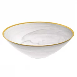 Discount 🥰 Badash Crystal 10 In. 32 Oz. White Glass Alabaster Bowl With Gold Rim 😉