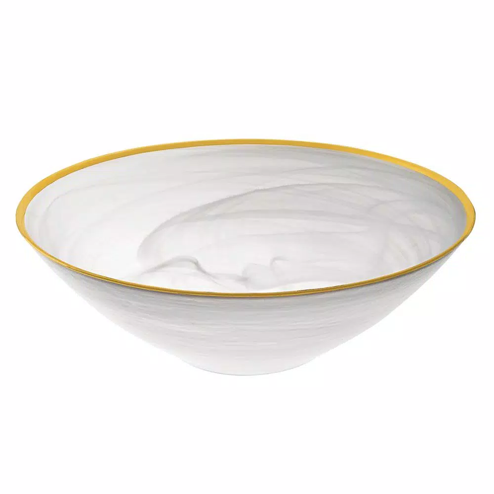 Discount 🥰 Badash Crystal 10 In. 32 Oz. White Glass Alabaster Bowl With Gold Rim 😉 3 Discount 🥰 Badash Crystal 10 In. 32 Oz. White Glass Alabaster Bowl With Gold Rim 😉
