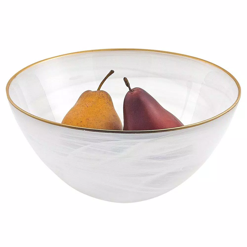 Discount 🥰 Badash Crystal 10 In. 32 Oz. White Glass Alabaster Bowl With Gold Rim 😉 4 Discount 🥰 Badash Crystal 10 In. 32 Oz. White Glass Alabaster Bowl With Gold Rim 😉 - Image 2