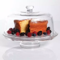 Buy 🔥 Gibson Home Great Foundations 2-Piece Multi-Functional Glass Cake Stand With Dome 👍