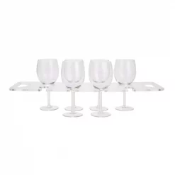 Best Sale 😉 Mind Reader 19 In. W X 7 In. H X 0.5 In. D Acrylic Clear Barware 8-Wine Glass Holder With Built-In Handles 💯