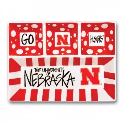 Best Pirce ❤️ Magnolia Lane Nebraska Ceramic 4 Section Tailgating Serving Platter 🛒