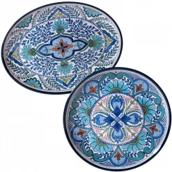Best Pirce 🛒 Certified International Talavera 2-Piece Blue Platter Set 💯
