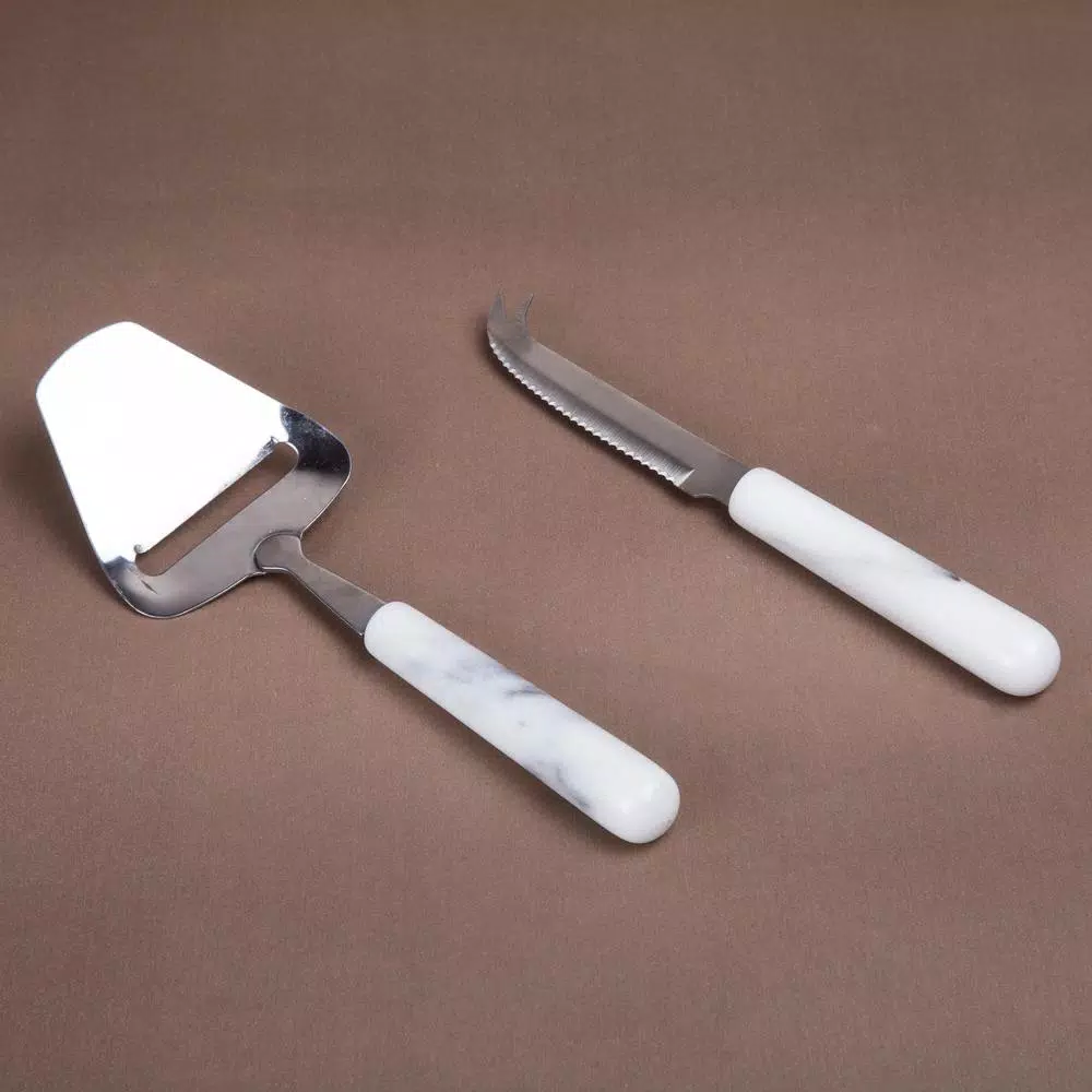 New ๐ Creative Home Stainless Steel Cheese Cutter Slicer And Cheese Knife With Natural White Marble Handle (Set Of 2) ๐งจ 4 New ๐ Creative Home Stainless Steel Cheese Cutter Slicer And Cheese Knife With Natural White Marble Handle (Set Of 2) ๐งจ - Image 2