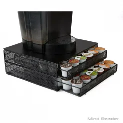 Brand new 🎉 Mind Reader 72-Capacity Black Double K-Cup Storage Tray With Flower Pattern Metal Mesh 👏