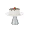 Discount ⌛ Mind Reader Silver Ceramic & Galvanized Cake Stand, Party Cake Display, Cupcake Stand Holder, Dessert Display Tray 😍