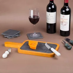 Brand new 💯 Creative Home 14.4 In. X 6.5 In. Natural Finish Pine Wood With Slate Insert Paddle Cheese Board Serving Board 🔔 -Serveware Store Online unnamed file 1459