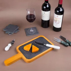 Brand new 💯 Creative Home 14.4 In. X 6.5 In. Natural Finish Pine Wood With Slate Insert Paddle Cheese Board Serving Board 🔔 -Serveware Store Online unnamed file 1460