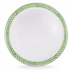 Promo 🎁 Golden Rabbit Green Scallops 20 In. Enamelware Serving Tray 👏