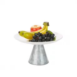 Discount ⌛ Mind Reader Silver Ceramic & Galvanized Cake Stand, Party Cake Display, Cupcake Stand Holder, Dessert Display Tray 😍 -Serveware Store Online unnamed file 148