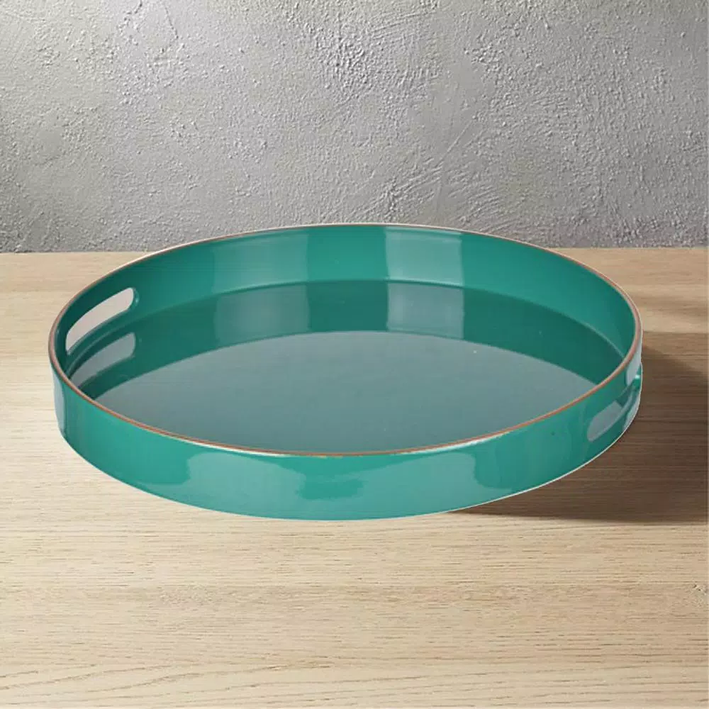 Coupon 😍 Benzara Green Round Tray With Cutout Handles 🤩 4 Coupon 😍 Benzara Green Round Tray With Cutout Handles 🤩 - Image 2
