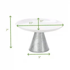 Discount ⌛ Mind Reader Silver Ceramic & Galvanized Cake Stand, Party Cake Display, Cupcake Stand Holder, Dessert Display Tray 😍 -Serveware Store Online unnamed file 151