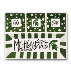 Best Sale ๐ Magnolia Lane Michigan State Ceramic 4 Section Tailgating Serving Platter โ