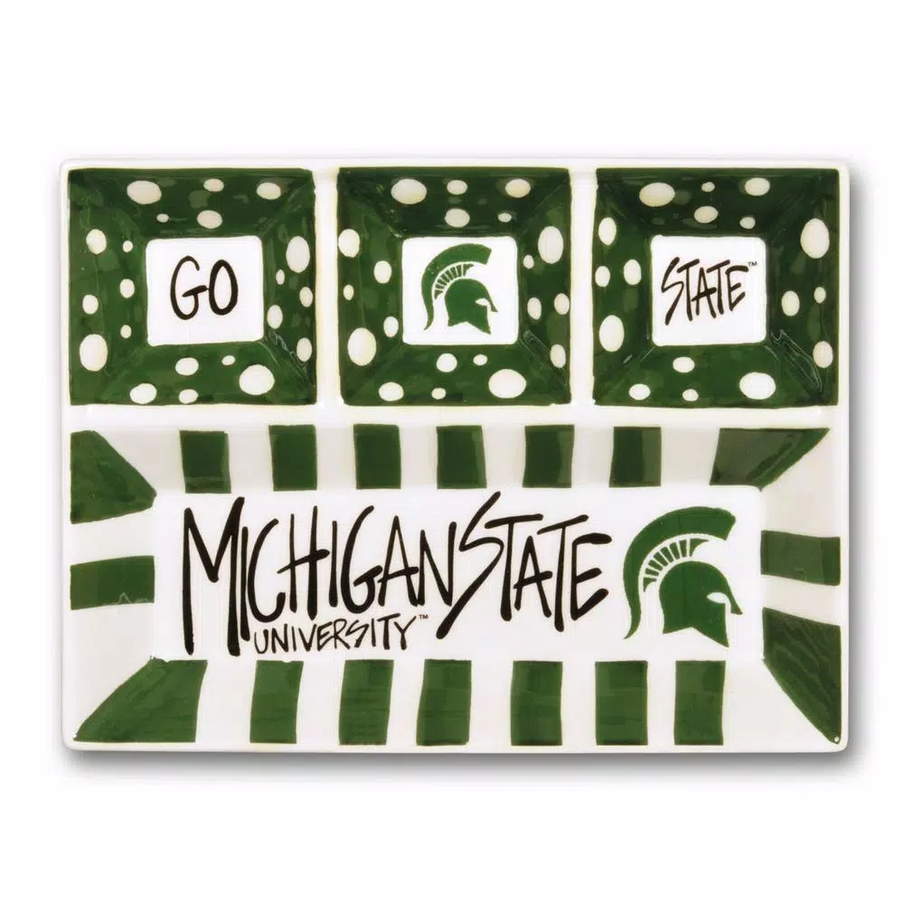 Best Sale ๐ Magnolia Lane Michigan State Ceramic 4 Section Tailgating Serving Platter โ 3 Best Sale ๐ Magnolia Lane Michigan State Ceramic 4 Section Tailgating Serving Platter โ