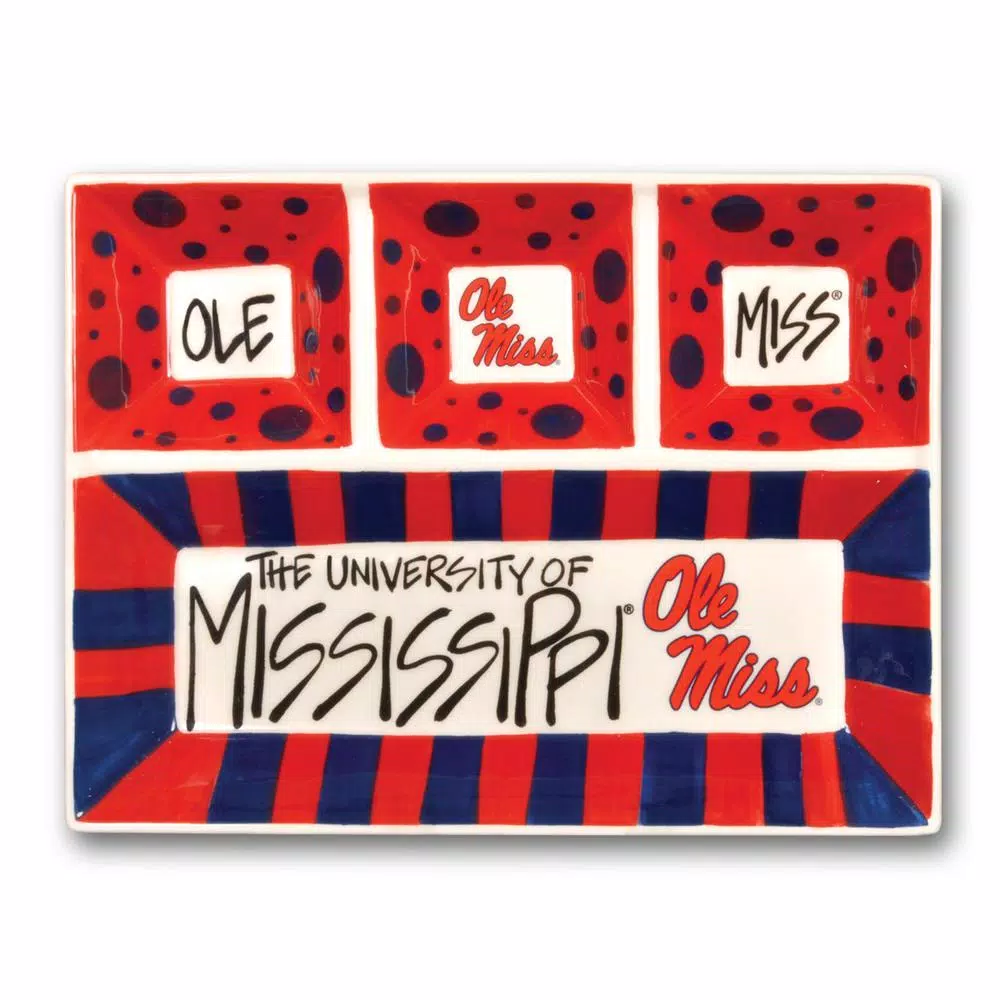 Promo ❤️ Magnolia Lane Ole Miss Ceramic 4 Section Tailgating Serving Platter ❤️ 3 Promo ❤️ Magnolia Lane Ole Miss Ceramic 4 Section Tailgating Serving Platter ❤️