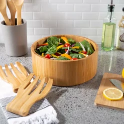 Deals 🤩 Classic Cuisine 10.25 In. Round Bamboo Salad Bowl With Utensils 🤩 -Serveware Store Online unnamed file 1576