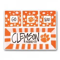 Budget 😍 Magnolia Lane Clemson Ceramic 4 Section Tailgating Serving Platter ⌛